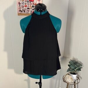 Mittoshop Black Layered Halter Blouse